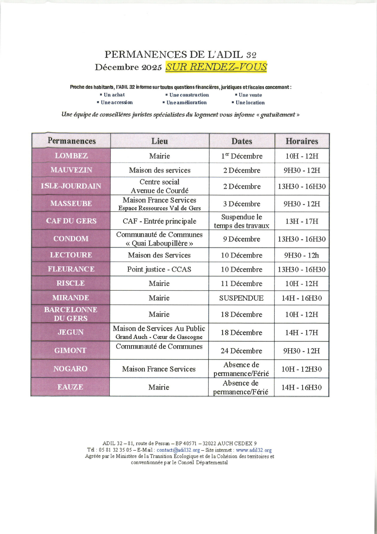 PERMANENCED DE L'ADIL - DECEMBRE 2025